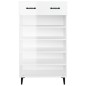 vidaXL Mueble zapatero madera contrachapada blanco brillo 60x35x105 cm vidaXL Mueble zapatero madera contrachapada blanco brillo 60x35x105 cm