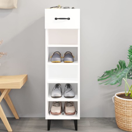 vidaXL Mueble zapatero madera contrachapada blanco brillo 30x35x105 cm