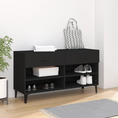 vidaXL Mueble zapatero de madera contrachapada negro 102x35x55 cm