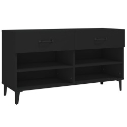 vidaXL Mueble zapatero de madera contrachapada negro 102x35x55 cm