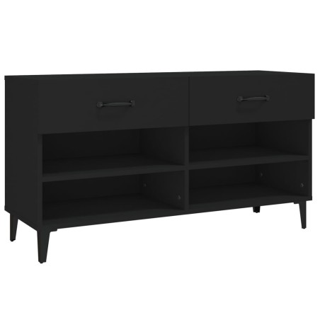 vidaXL Mueble zapatero de madera contrachapada negro 102x35x55 cm