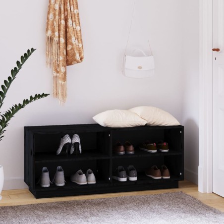vidaXL Armario zapatero de madera maciza de pino negro 110x34x45 cm