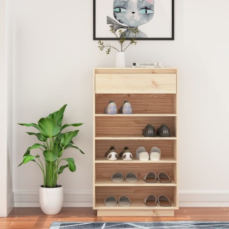 vidaXL Armario zapatero de madera maciza de pino 60x34x105 cm