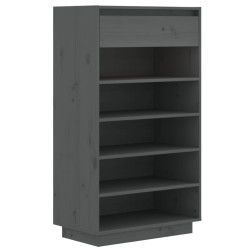 vidaXL Armario zapatero de madera maciza de pino gris 60x34x105 cm