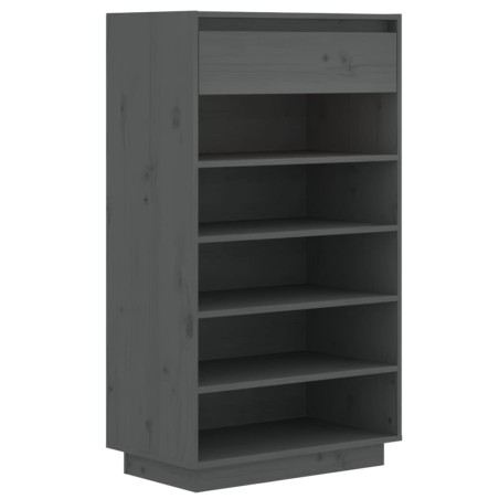 vidaXL Armario zapatero de madera maciza de pino gris 60x34x105 cm