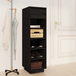 vidaXL Mueble zapatero de madera maciza de pino negro 30x34x105 cm