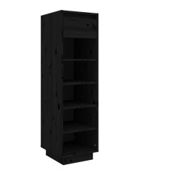 vidaXL Mueble zapatero de madera maciza de pino negro 30x34x105 cm
