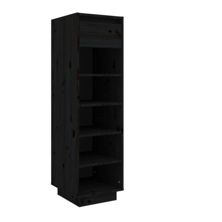 vidaXL Mueble zapatero de madera maciza de pino negro 30x34x105 cm