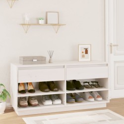 vidaXL Mueble zapatero de madera maciza de pino blanco 110x34x52 cm