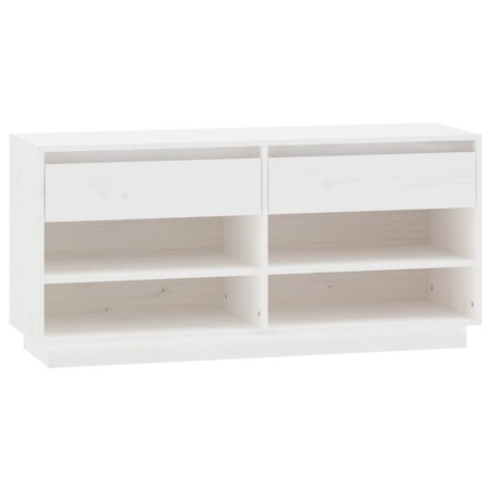 vidaXL Mueble zapatero de madera maciza de pino blanco 110x34x52 cm