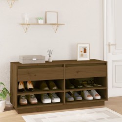 vidaXL Mueble zapatero de madera maciza pino marrón miel 110x34x52 cm