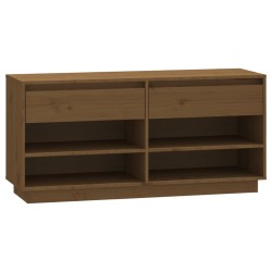 vidaXL Mueble zapatero de madera maciza pino marrón miel 110x34x52 cm