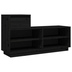 vidaXL Mueble zapatero de madera maciza de pino negro 110x34x61 cm