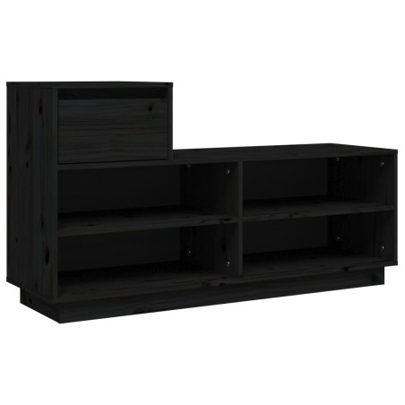 vidaXL Mueble zapatero de madera maciza de pino negro 110x34x61 cm