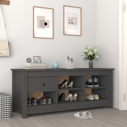 vidaXL Armario zapatero de madera maciza de pino gris 110x38x45,5 cm
