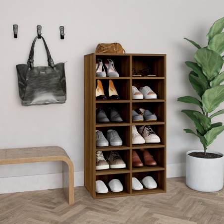 vidaXL Mueble zapatero madera contrachapada marrón roble 54x34x100,5cm
