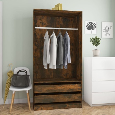 vidaXL Armario madera contrachapada color roble ahumado 100x50x200 cm