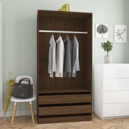 vidaXL Armario madera contrachapada marrón roble 100x50x200 cm