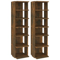 vidaXL Zapatero 2 uds madera contrachapada roble ahumado 27,5x27x102cm