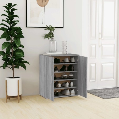 vidaXL Zapatero de madera contrachapada gris Sonoma 60x35x70 cm