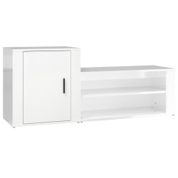 vidaXL Mueble zapatero madera contrachapada blanco brillo 130x35x54 cm