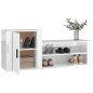 vidaXL Mueble zapatero madera contrachapada blanco brillo 130x35x54 cm vidaXL Mueble zapatero madera contrachapada blanco brillo 130x35x54 cm