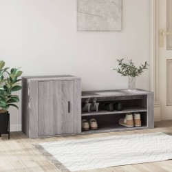 vidaXL Mueble zapatero madera contrachapada gris Sonoma 130x35x54 cm