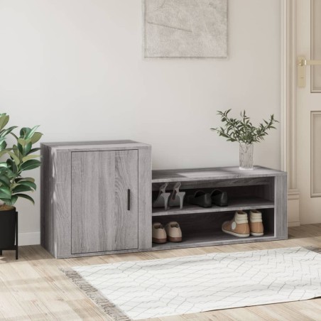 vidaXL Mueble zapatero madera contrachapada gris Sonoma 130x35x54 cm