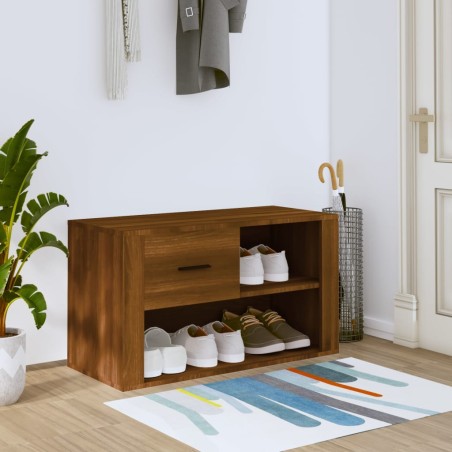 vidaXL Mueble zapatero contrachapada color marrón roble 80x35x45 cm