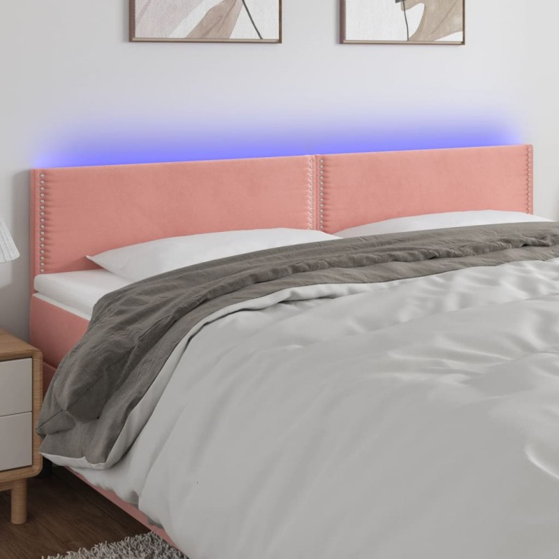 vidaXL Cabecero con LED de terciopelo rosa 200x5x78/88 cm vidaXL Cabecero con LED de terciopelo rosa 200x5x78/88 cm
