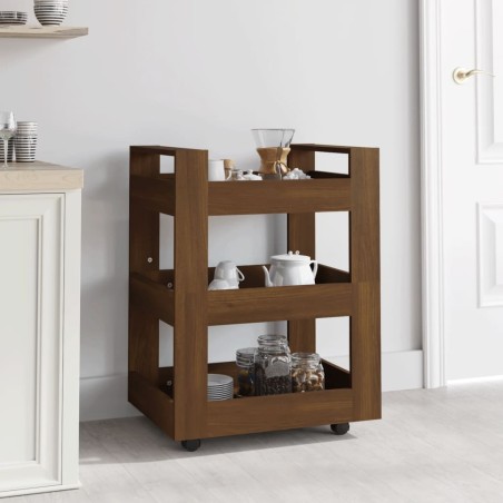 vidaXL Carrito de cocina madera contrachapada marrón roble 60x45x80cm