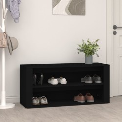 vidaXL Mueble zapatero de madera contrachapada negro 100x35x45 cm