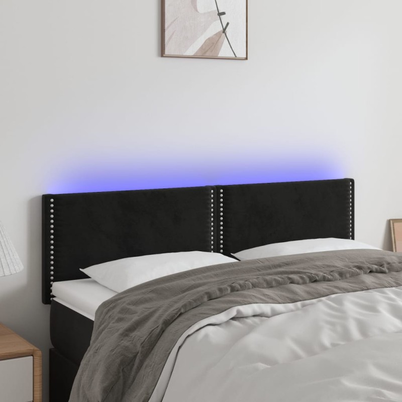 vidaXL Cabecero con LED de terciopelo negro 144x5x78/88 cm vidaXL Cabecero con LED de terciopelo negro 144x5x78/88 cm