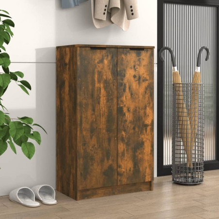 vidaXL Mueble zapatero madera contrachapada roble ahumado 59x35x100 cm