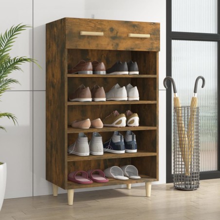 vidaXL Mueble zapatero madera contrachapada roble ahumado 60x35x105 cm
