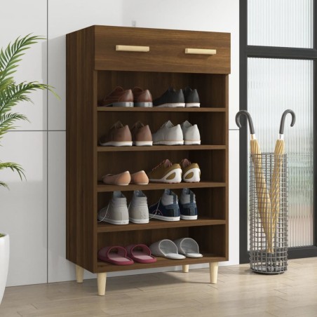 vidaXL Mueble zapatero madera contrachapada roble marrón 60x35x105 cm