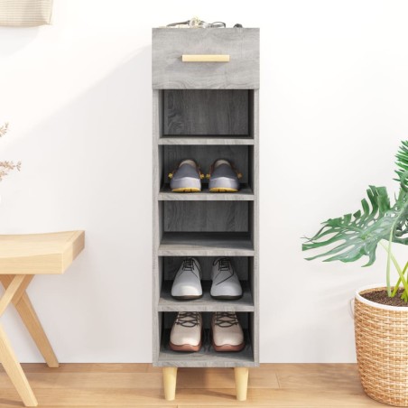 vidaXL Mueble zapatero madera contrachapada gris Sonoma 30x35x105 cm