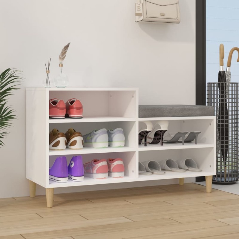 vidaXL Mueble zapatero madera contrachapada blanco 102x36x60 cm vidaXL Mueble zapatero madera contrachapada blanco 102x36x60 cm