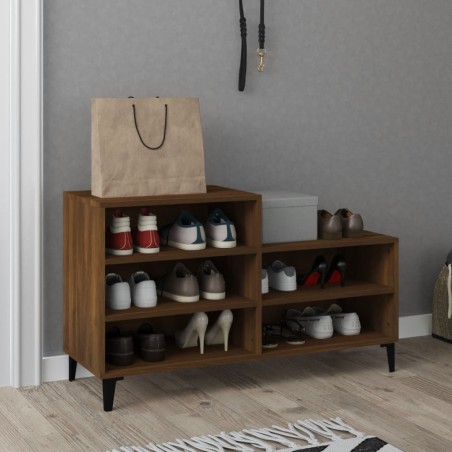 vidaXL Mueble zapatero madera contrachapada roble marrón 102x36x60 cm