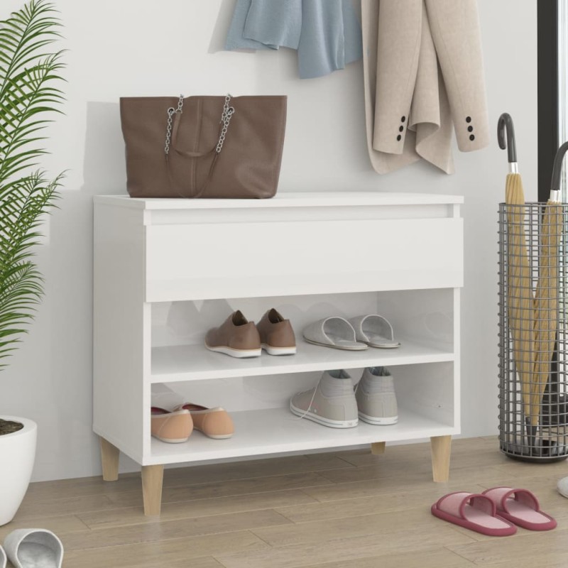 vidaXL Mueble zapatero madera contrachapada blanco brillo 70x36x60 cm vidaXL Mueble zapatero madera contrachapada blanco brillo 70x36x60 cm