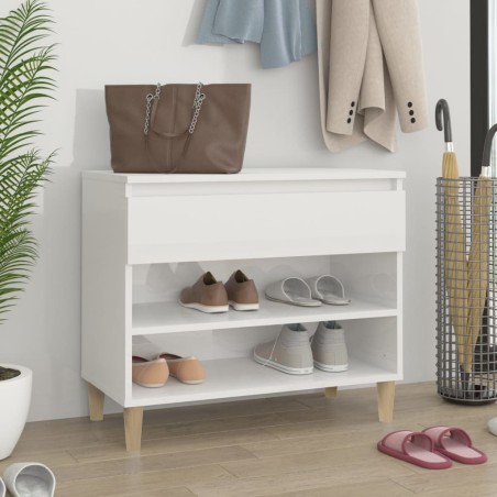 vidaXL Mueble zapatero madera contrachapada blanco brillo 70x36x60 cm