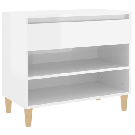 vidaXL Mueble zapatero madera contrachapada blanco brillo 70x36x60 cm