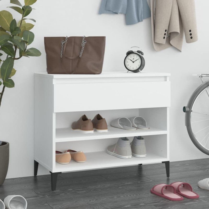 vidaXL Mueble zapatero madera contrachapada blanco 70x36x60 cm vidaXL Mueble zapatero madera contrachapada blanco 70x36x60 cm