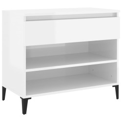 vidaXL Mueble zapatero madera contrachapada blanco brillo 70x36x60 cm