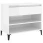 vidaXL Mueble zapatero madera contrachapada blanco brillo 70x36x60 cm vidaXL Mueble zapatero madera contrachapada blanco brillo 70x36x60 cm