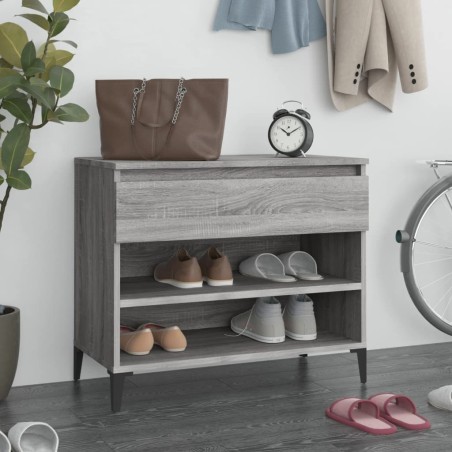 vidaXL Mueble zapatero madera contrachapada gris Sonoma 70x36x60 cm