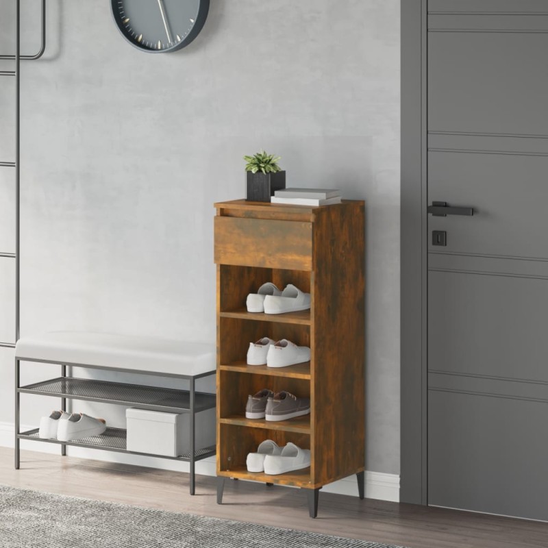 vidaXL Zapatero madera contrachapada roble ahumado 40x36x105 cm