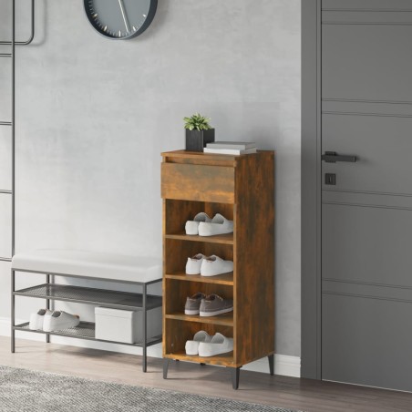 vidaXL Zapatero madera contrachapada roble ahumado 40x36x105 cm