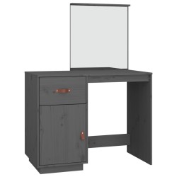 vidaXL Mesa tocador de madera maciza de pino gris 95x50x134 cm