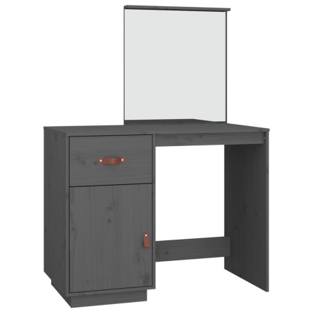 vidaXL Mesa tocador de madera maciza de pino gris 95x50x134 cm